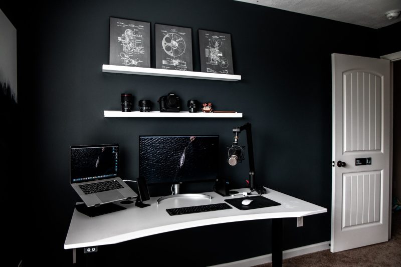 home office black and white palette