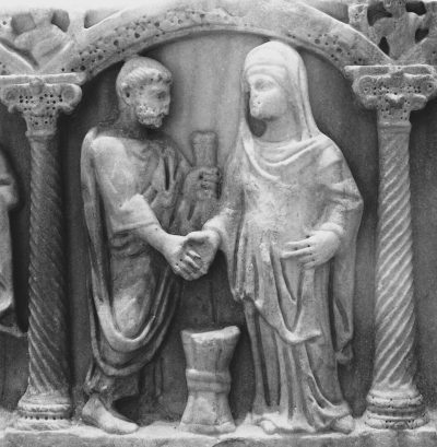  Sarcophagus of the Dioscures, detail depicting a marriage. Marble, latter part of 4th century. Musée de l'Arles et de la Provence antiques